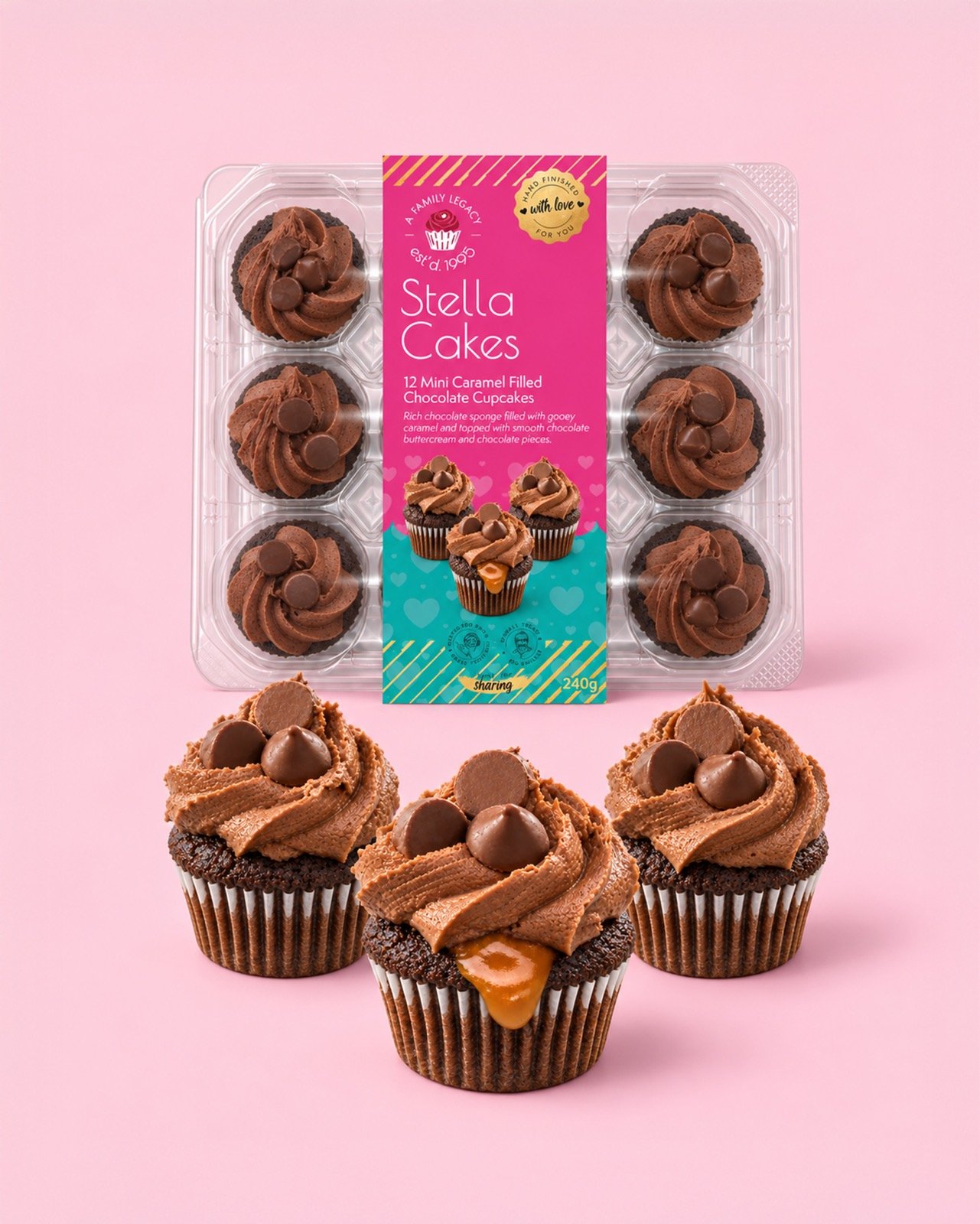 Mini Caramel Filled Chocolate Cupcakes