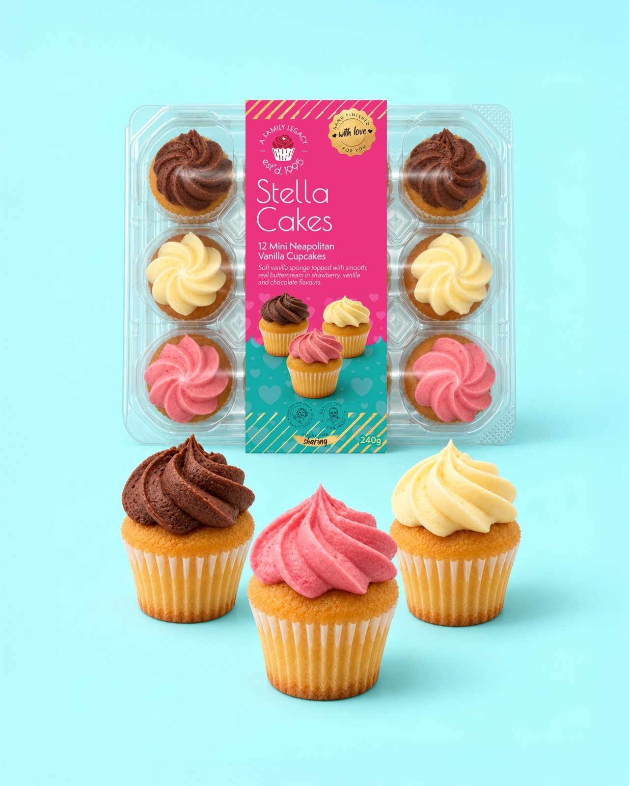 Mini Neapolitan Vanilla Cupcakes
